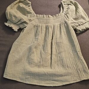 J. Crew Gathered neckline shirt in Green